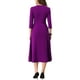 thumbnail image 3 of Vestido de trabajo para mujeres INSPIRE CHIC, corte A, mangas 3/4, vestido midi elegante, morado oscuro, talla M, 3 of 6