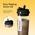thumbnail image 3 of 18oz Travel Coffee Mug, 316 Stainless Steel Vacuum Insulated Tumbler with 2-in-1 Straw Lid & Strap, Wood Print, 3 of 6