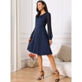 thumbnail image 2 of DARING DIVA Long Sleeve Round Neck Cocktail Dress M Dark Blue, 2 of 6