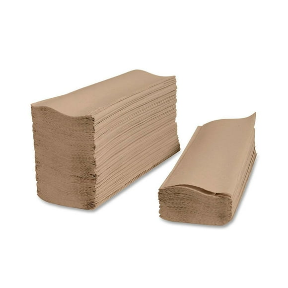 Toalla Interdoblada de Papel Biodegradable Tipo Sanita Color Kraft Caja Con 10 Paquetes de 200 Hojas Convertipap