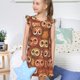 thumbnail image 4 of Balery Brown Owl Camisón de princesa para niñas, pijama de algodón con mangas abullonadas, suave y bonito.-XX-Large, 4 of 6