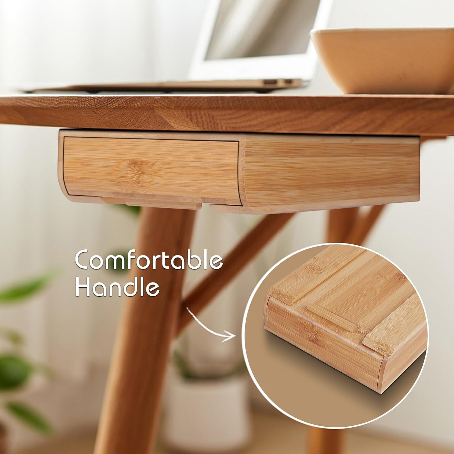 Under Desk Drawer Wood, Self-Adhesive Hidden Drawer Organizer Slide Out, Easy Installation Handmade Under Table Storage, Attachable Pencil Phone Holder For Office Home Classroom