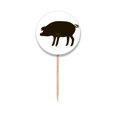 thumbnail image 1 of Black Pig Animal Portrayal Toothpick Flags Round Labels Party Decoration, 1 of 3