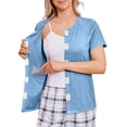 thumbnail image 2 of JoveMarine Women's Post-Surgery Short Sleeve Top with 4 Pockets Solid Color Round Neck Shirt Comfortable Recovery Wear for Daily Use Sky Blue 3XL, 2 of 9