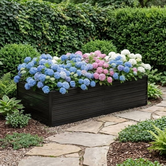 Taoruifang Bac de Jardin Surélevé Galvanisé 8x4x2 Pi, Grande Jardinière en Métal pour Légumes et Fines Herbes, Noir