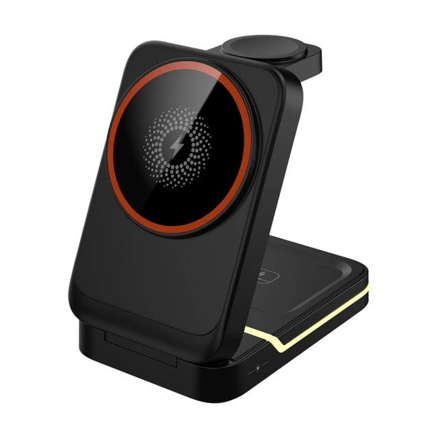 Birdeem Multifunctional Foldable Wireless Charger for Android and Ios Smart Phones Watches Earphones 3 in 1 Magnetic 15W Wireless Fast Charger with Led Light