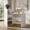 White, variant on Demi Bonn Front Reception Office Desk with Open Shelf and Lockable Drawer, Small Home Computer Desk Study Writing Table, White + Brown