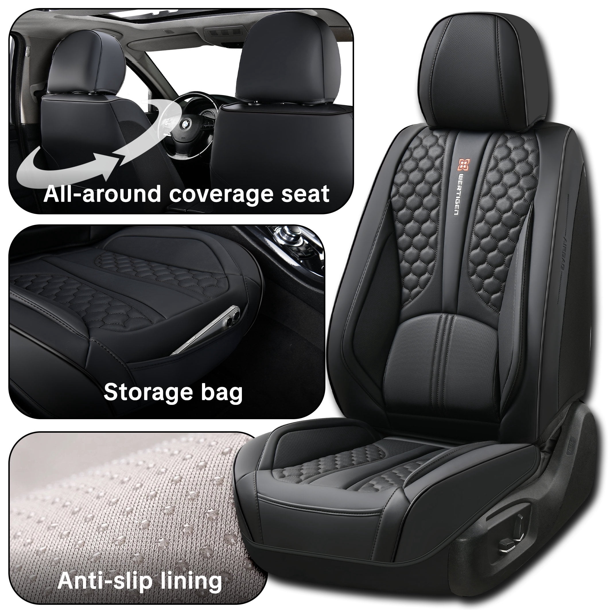 Suitable For 99% Of Universal Car Seat Covers, Made Of Pu Leather, With Four Layers Of Anti-Slip Measures, Easy To Install, And Suitable For All Seasons.