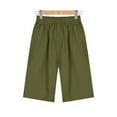 thumbnail image 4 of YUGYXL Deals Cotton Linen Half Pants for Women Elastic Waist Drawstring Shorts Summer Loose Fit Comfy Short Pants with Pockets Solid Color Casual Beach Pant, 4 of 7