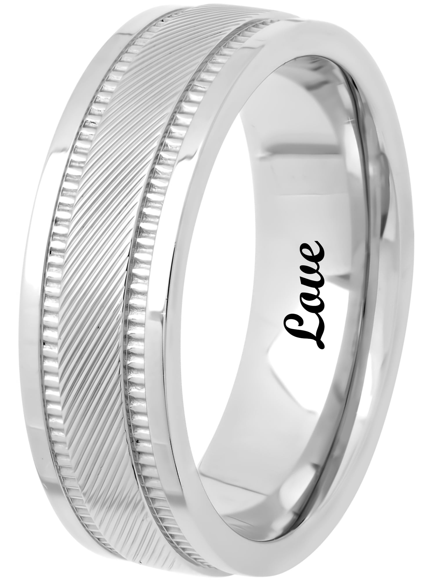 Brilliance Fine Jewelry Men’s Stainless Steel Ribbed Spiral Wedding