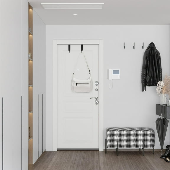 NICEXMAS 2Pcs Durable Over The Door Hooks Black Metal Mirror Hanger for Coat and Towels