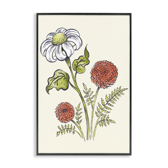 Stupell Industries Cottage Vintage Style Garden Blossoms Black Framed Giclee Art, 12 x 18, by Hannah Moren