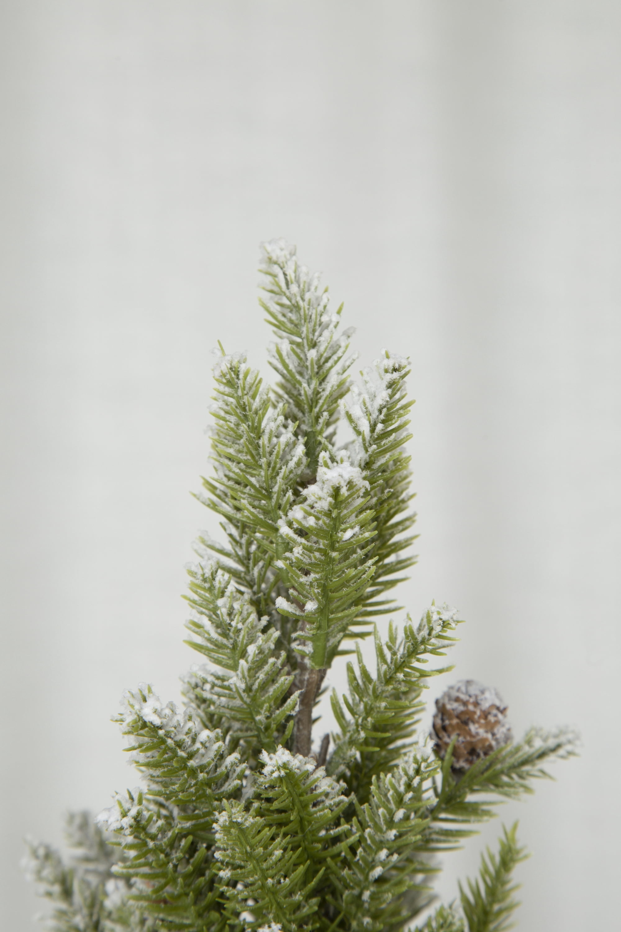 Set of 2 Snowy PVC Christmas Tree on Wood Base 13.5 Inch Tabletop Holiday Centerpiece Decor