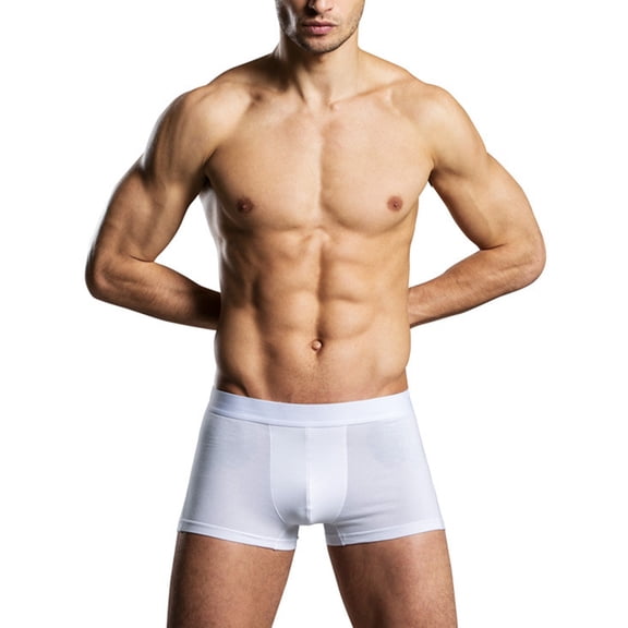 Xijirk Mens Underwear,Boxer Underwear Solid Color Large Size Available Comfortable Elastic Waist Breathable Fabric Daily Casual Fit,Men's Underwear,White,2XL