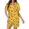 thumbnail image 1 of PRIYAL Ensembles de Pyjama pour Femmes Pizza Nourriture Italienne Satin Soie Manches Courtes et Pantalons, 1 of 5