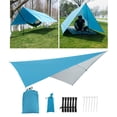 thumbnail image 4 of Lona impermeable para tienda de campaña Ripstop 290cm Refugio a prueba de viento para acampar Anti UV Protección UV Lona 5 cuerdas Bolsa de transporte Plata azul Baoblaze Lona de tienda al aire libre, 4 of 8