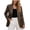 （New3）Brown, variant on Women's Long Sleeve Blazer Jacket Trendy Loose Slimming Notch Lapel Modern Office Coat Stylish Versatile Outerwear for Fall Winter