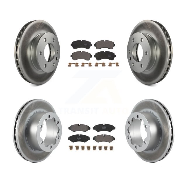 Transit Auto Front Rear Coated Disc Brake Rotors and Semi-Metallic Pads Kit for Car Mercedes-Benz Sprinter 3500 Freightliner 2500 3500XD KGF-102627