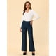 thumbnail image 3 of INSPIRE CHIC Pantalones de trabajo de cintura alta para mujer Pantalones de pierna ancha con hebilla trasera elástica Azul oscuro S, 3 of 5