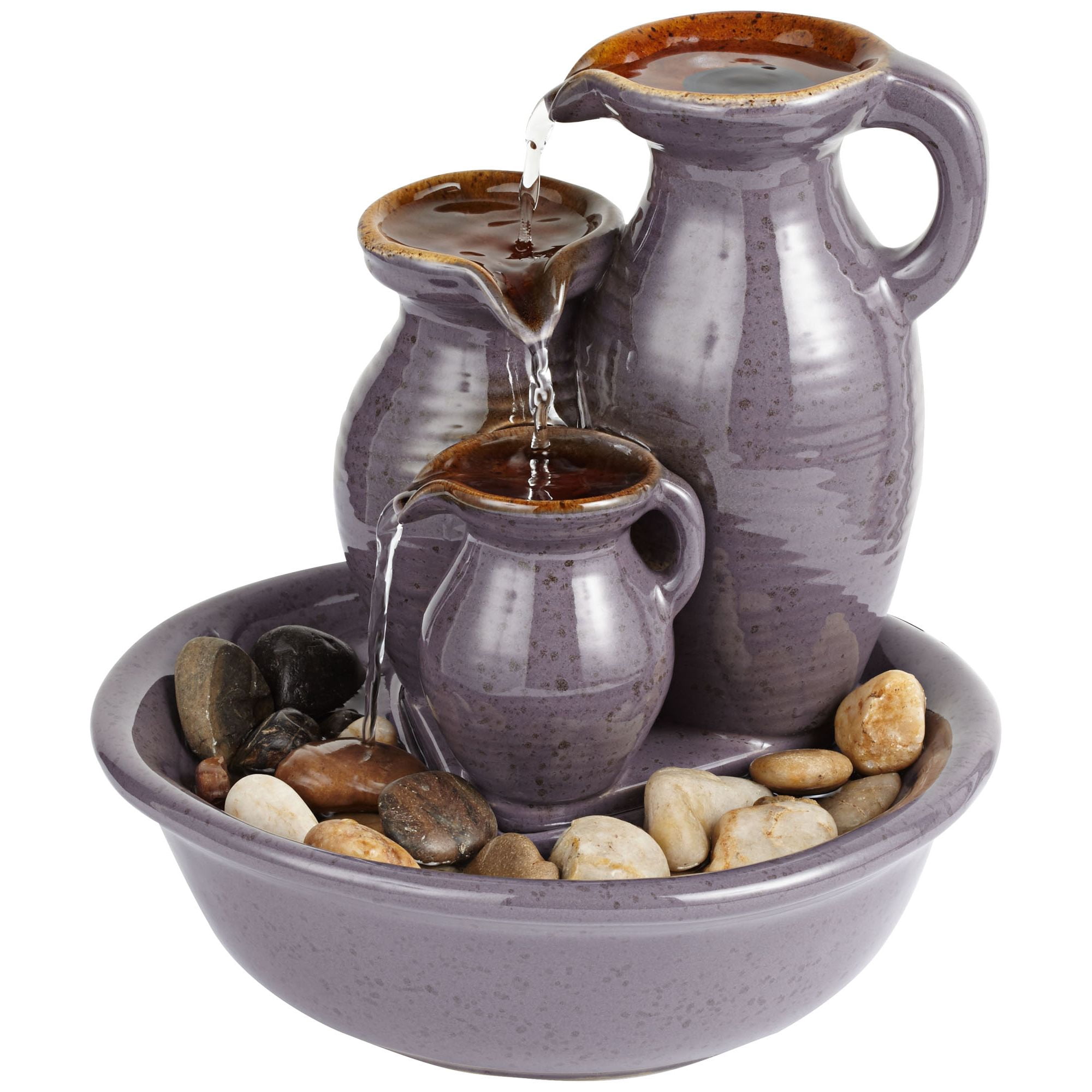 Triple Jug 8 1/4" High Small Zen Modern Indoor Outdoor Decor Ceramic Tabletop Fountain Outside Garden Patio