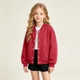 thumbnail image 5 of VIPOIN Kids Varsity Jacket, Snap Button Long Sleeve Bomber Coat with Ribbed Collar, Casual Outerwear, 5 of 6