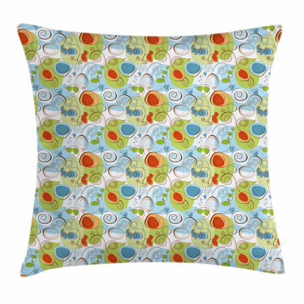 Funky Throw Pillow Cushion Cover, Whimsical Fun Pattern with Random