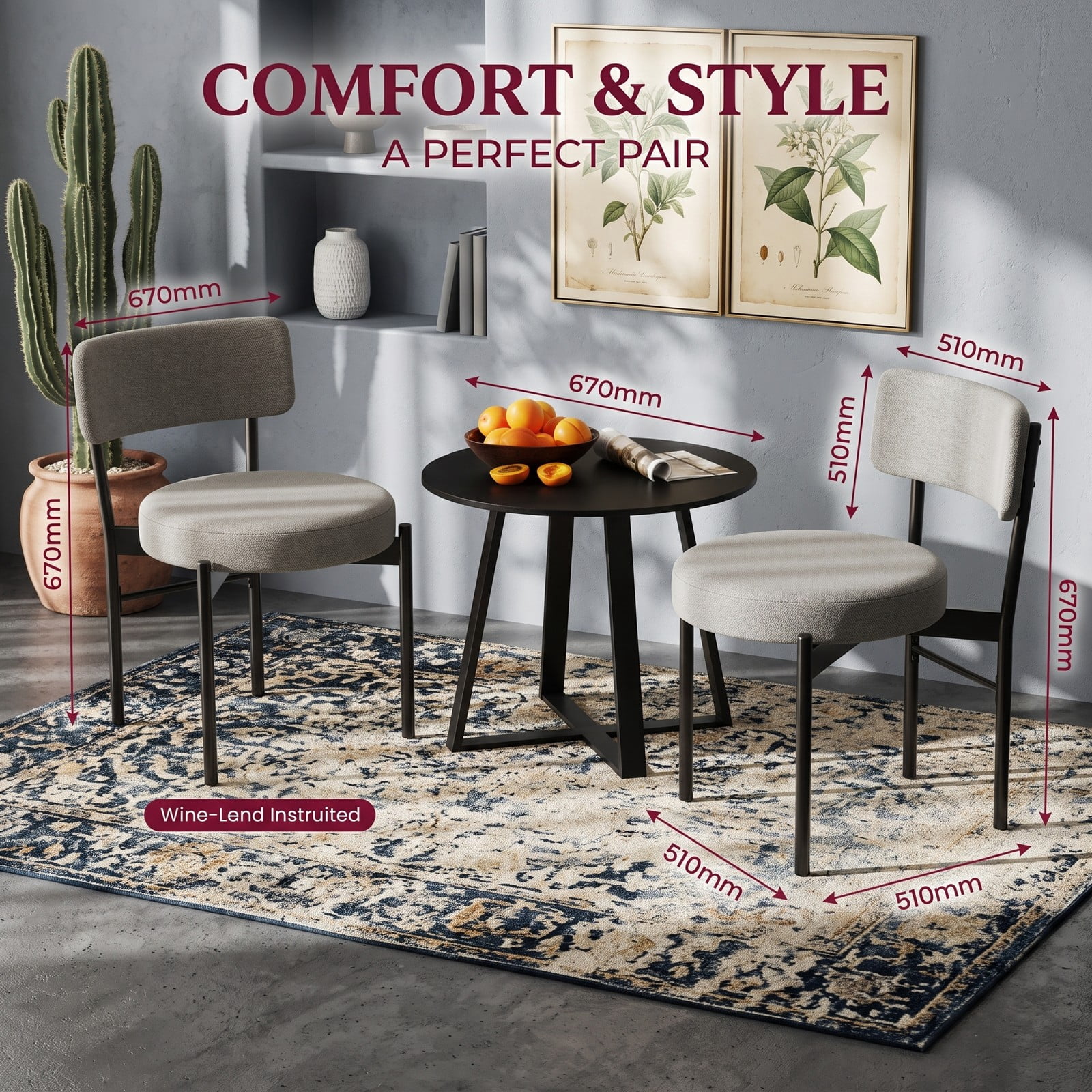 Furnibear Dining Chair Set of 2, Upholstered Sherpa Fabric Kitchen Chairs with Curved Backrest, Padded Seat and Metal Legs for Dining Room, Cafe, Restaurant, Gray
