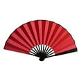 thumbnail image 1 of Traditional Red Bone Folding Fan Premium Fabric Solid Color Fan For DIY Hand Painted Art Calligraphy Advertising, 1 of 5