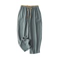 thumbnail image 2 of YOZGXEG Wide Leg Pants Women Women'S Spring Summer High Waist Drooping Wide Leg Pants Loose Slim Casual Cropped Pants Blue M-3Xl, 2 of 4