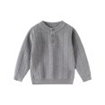 thumbnail image 4 of Lmnyox Sweaters for Kids Fall Winter Solid Color Button Crew Neck Pullover Long Sleeve Knitted Sweater Tops, 4 of 9