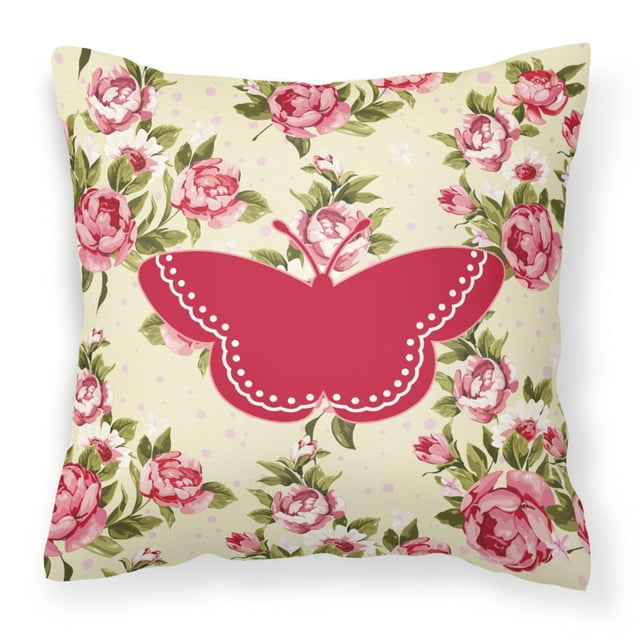 "Caroline's Treasures BB1032-RS-YW-PW1414 Almohada estilo mariposa Shabby Chic con rosas amarillas, 14" x 14 ", multicolor Caroline's Treasures BB1032-RS-YW-PW1414