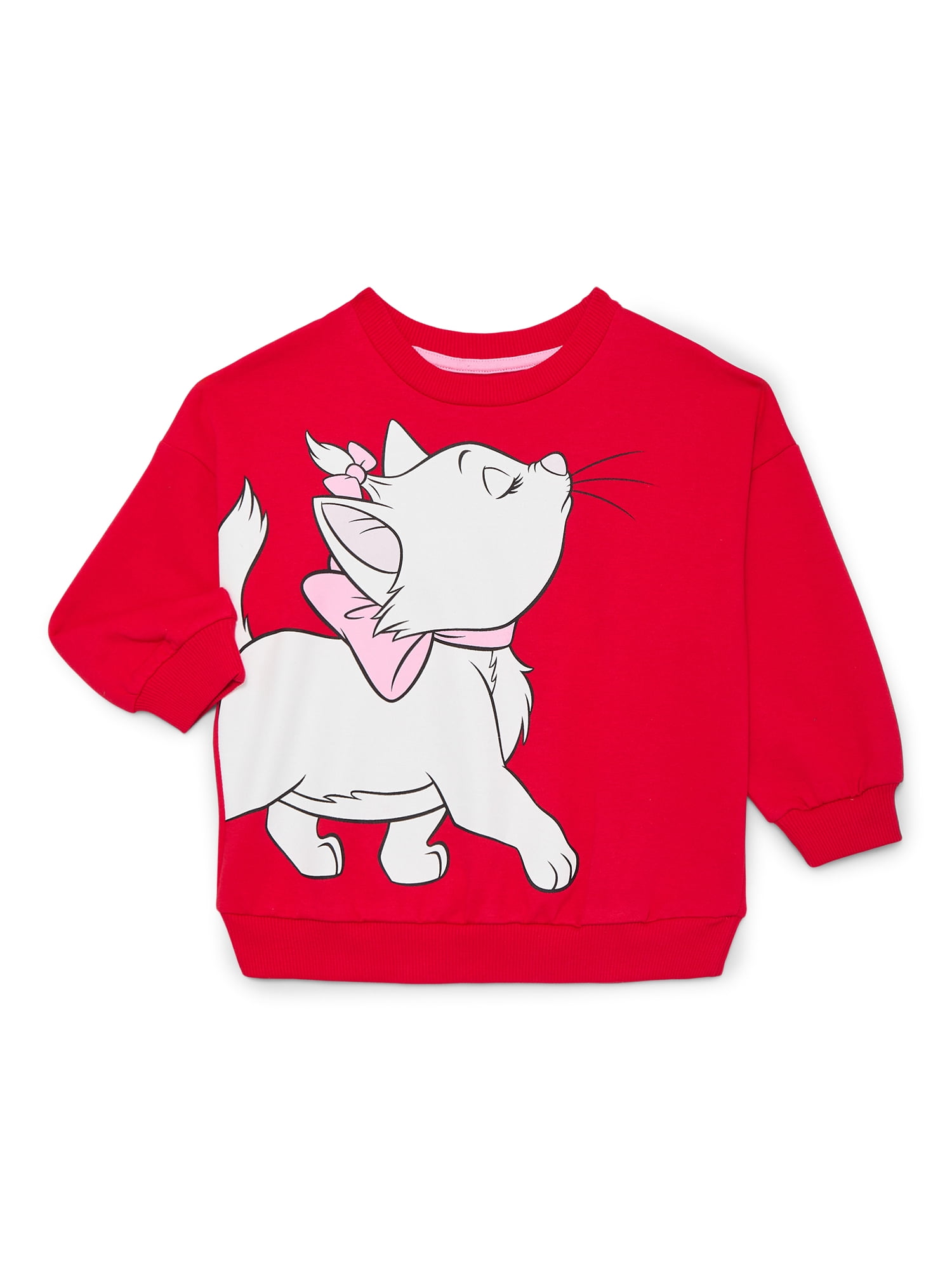 Disney The Aristocats Toddler Girls Marie Graphic Crewneck Sweatshirt with Long Sleeves, Sizes 12M-5T