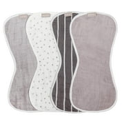 WeeSprout Unisex Organic Towel Cotton Burp Cloths, Four Ultra-Absorbent Layers, Neutral, Set of 4