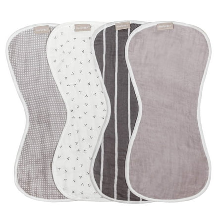 WeeSprout Unisex Organic Towel Cotton Burp Cloths, Four Ultra-Absorbent Layers, Neutral, Set of 4