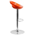 thumbnail image 2 of Taburete de bar contemporáneo de plástico naranja de altura ajustable con respaldo redondeado y base cromada Flash Furniture CH-TC3-1062-ORG-GG, 2 of 2