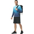 thumbnail image 4 of Weilanxin Long Sleeve Swim Shirts for Men Sun Protection Shirt Running Rashguard UPF 50+ UV Swimwear Athletic Workout BlueGradient 3XL, 4 of 7