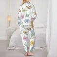 thumbnail image 3 of Pajama Sets for Women 2 Pcs, Daisy Butterfly Leaf Button Down Long Sleeve Sleepwear Lounge PJ Sets, 3 of 6