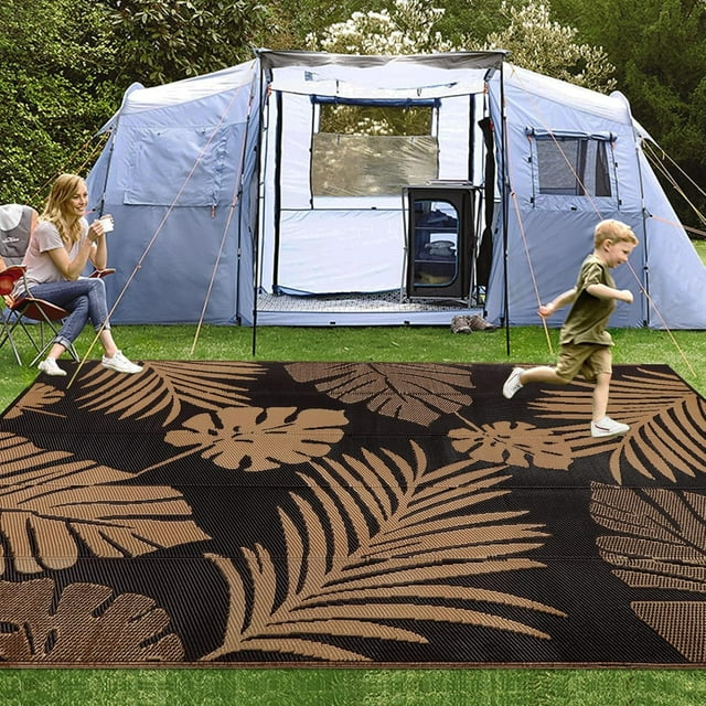x Tropical Plastic Outdoor Patio Rug All Weather Outdoor Carpet Reversible Portable Lightweight Outdoor Mats for Patio Camping RV()