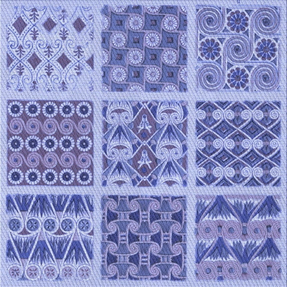 Ahgly Company Indoor Square Patterned Jeans Blue Area Rugs, 4' Square