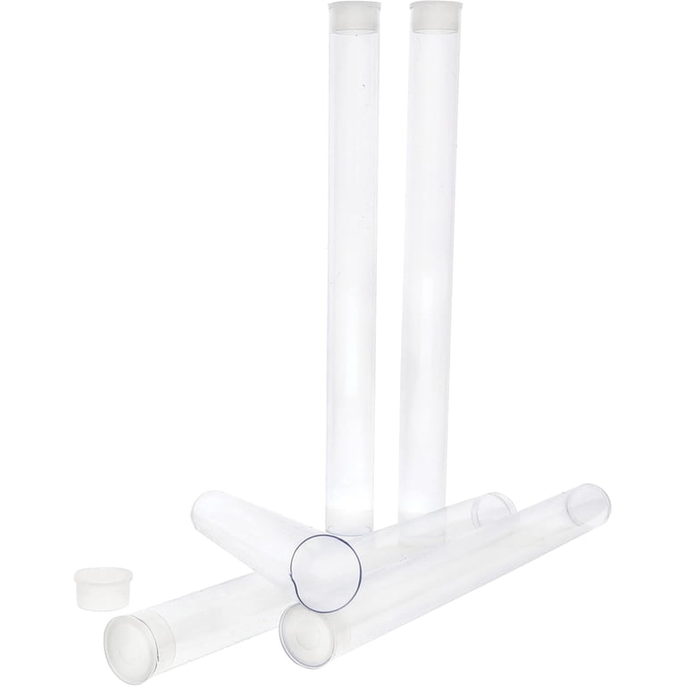 100 Pack 6-Inch Clear Plastic Storage Tubes With Caps - Bead & Craft Organization