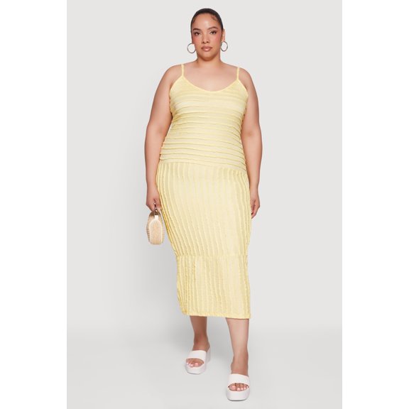 Women's Plus Size Textured Knit V-Neck Cami Dress