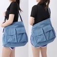 thumbnail image 3 of Canvas Messenger Bag Crossbody Shoulder Bag for Men Women Vintage Tote Laptop Bag Large Hobo Bag with Multiple Pockets, Denim Blue, 3 of 6