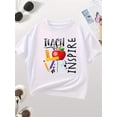 thumbnail image 1 of Girls' 100% Cotton Back-to-School Season {Letter} Print T-Shirt, Must-Have for Summer: Comfortable and Stylish!, 1 of 6