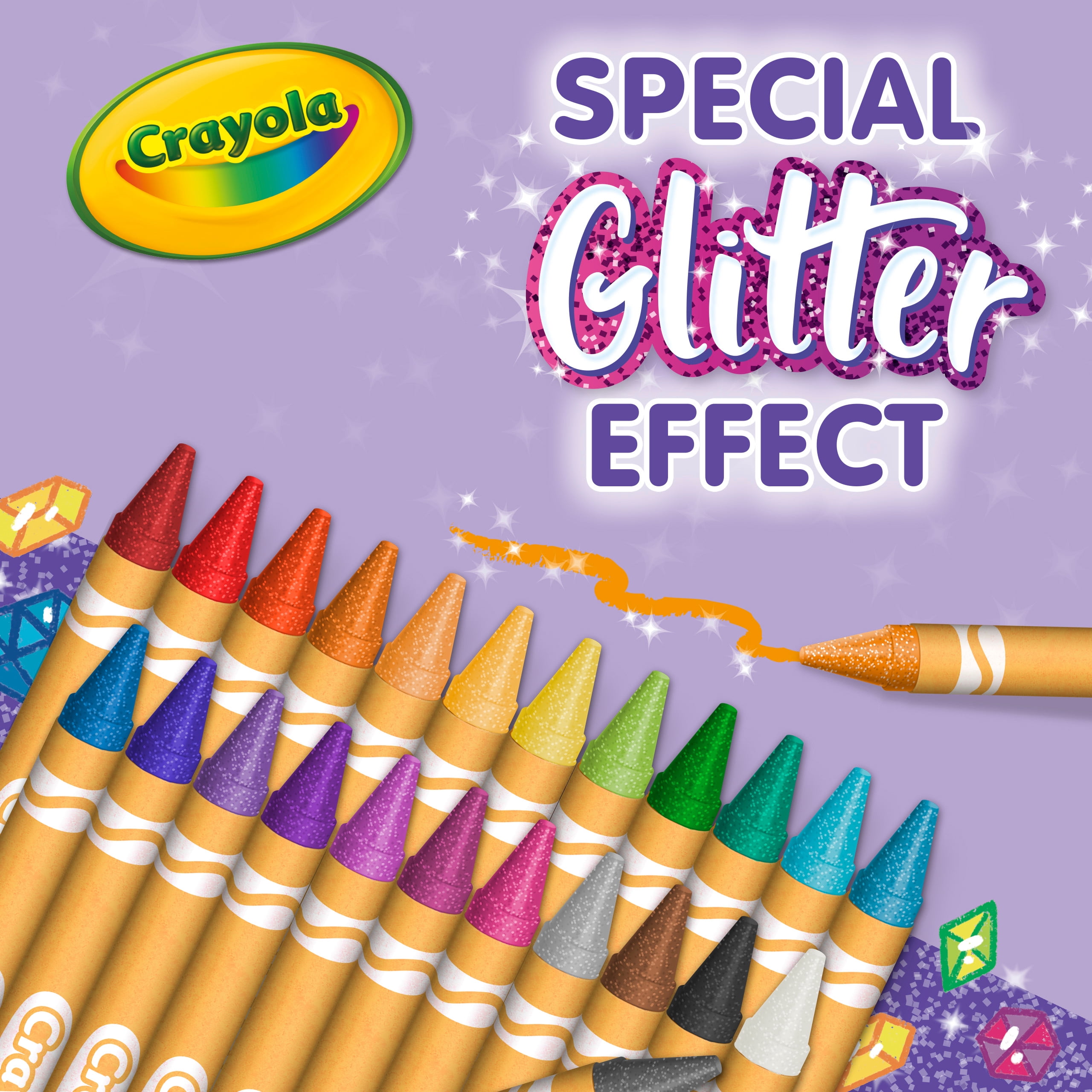 Crayola 16ct Multi-Colored Glitter Crayons (52-3716)