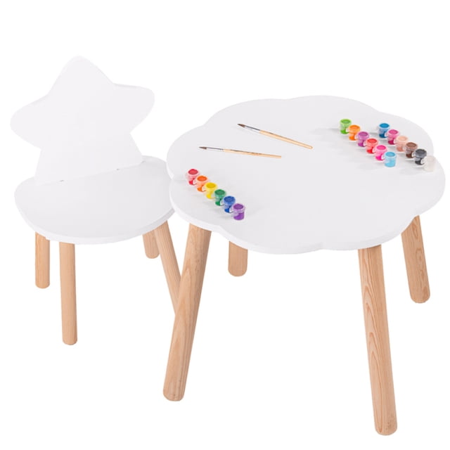 Mesa Nube Con Silla Estrella De Madera Tamaño Infantil Duduk