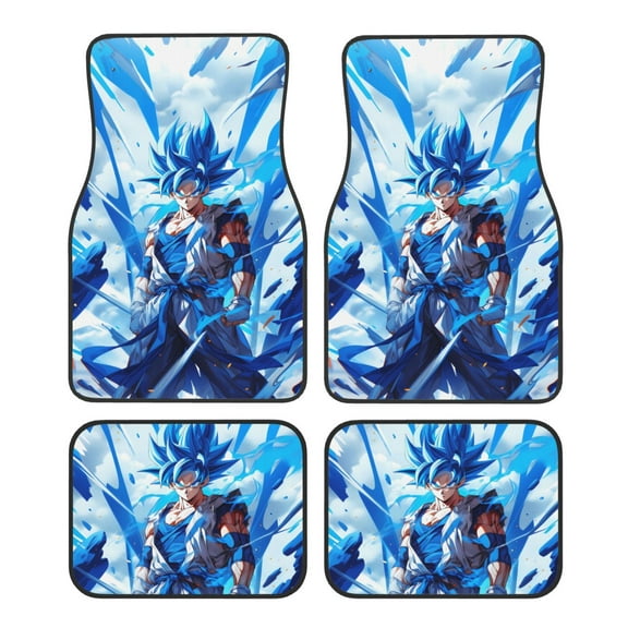 Set of 4PCS Car Carpet Dragon Ball Protection Full Goku Sets Universal Fit Car Floor Mats for SUV, Vans, Sedans, Trucks