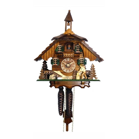 Cuckoo Clock Black Forest house with moving wood chopper