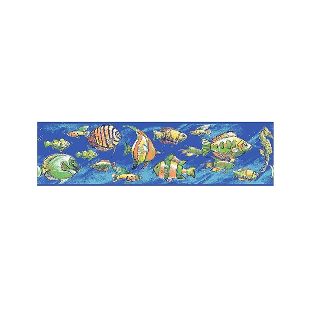Nautical Wallpaper Border Featuring Ocean Fishes in The Water