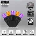 thumbnail image 3 of 70 LED Purple and Orange String Lights for Halloween Displays Party Decoration, 24', Indoor Outdoor Black Wire, 3 of 6