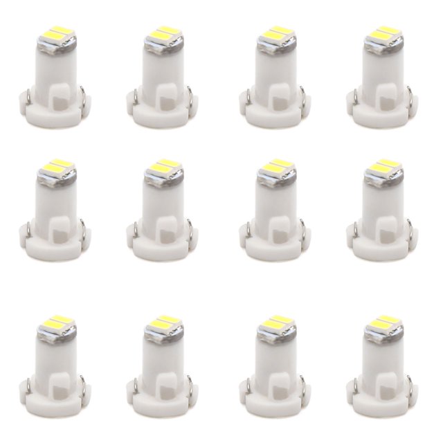 12Pcs Vehículo 12V T3 Bombilla LED Blanco 2-3014-SMD Luz de Panel Tablero de Coche
